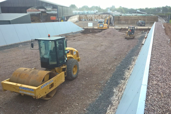 Installation of precast concrete silage clamps at Harper Adams University