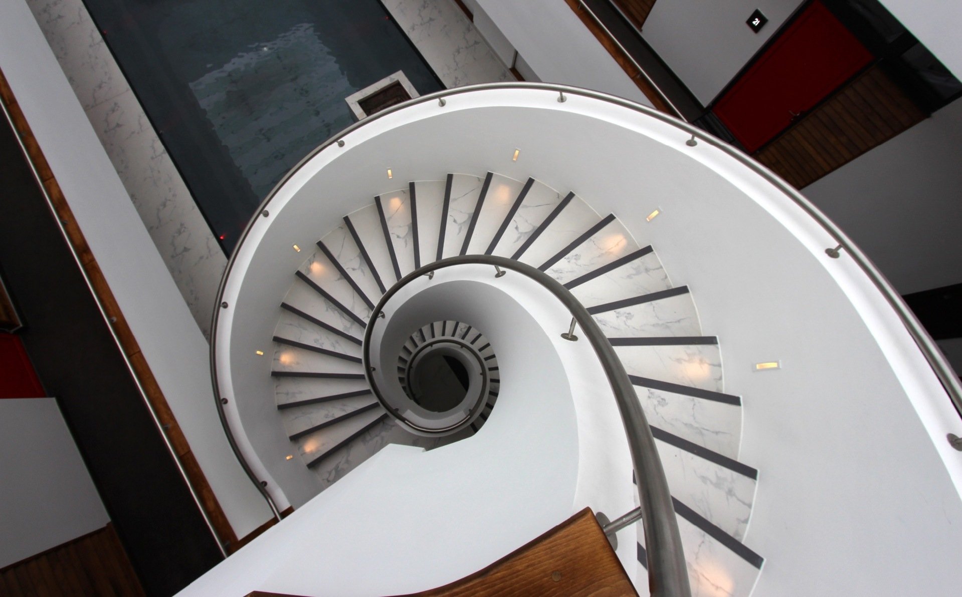 Luxury spiral stairs installed in Denham film studio development in Buckinghamshire
