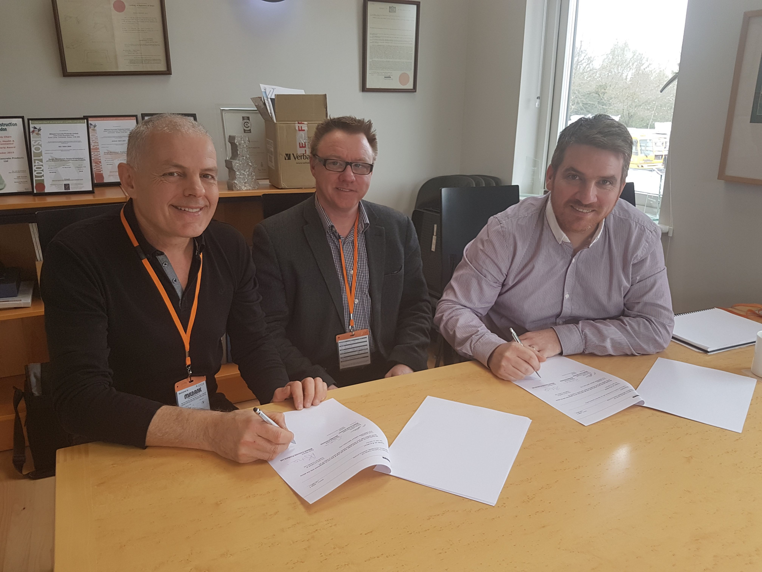 Graham Clarke and Matt Waddingham of Cadman Cranes with Liebherr representative