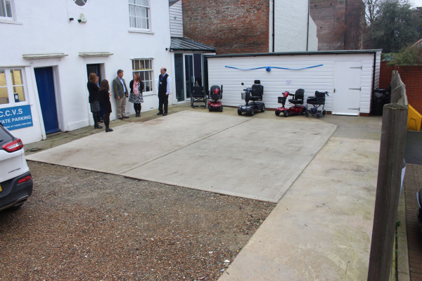 two concrete slabs are poured at CCVS shop mobility in Colchester