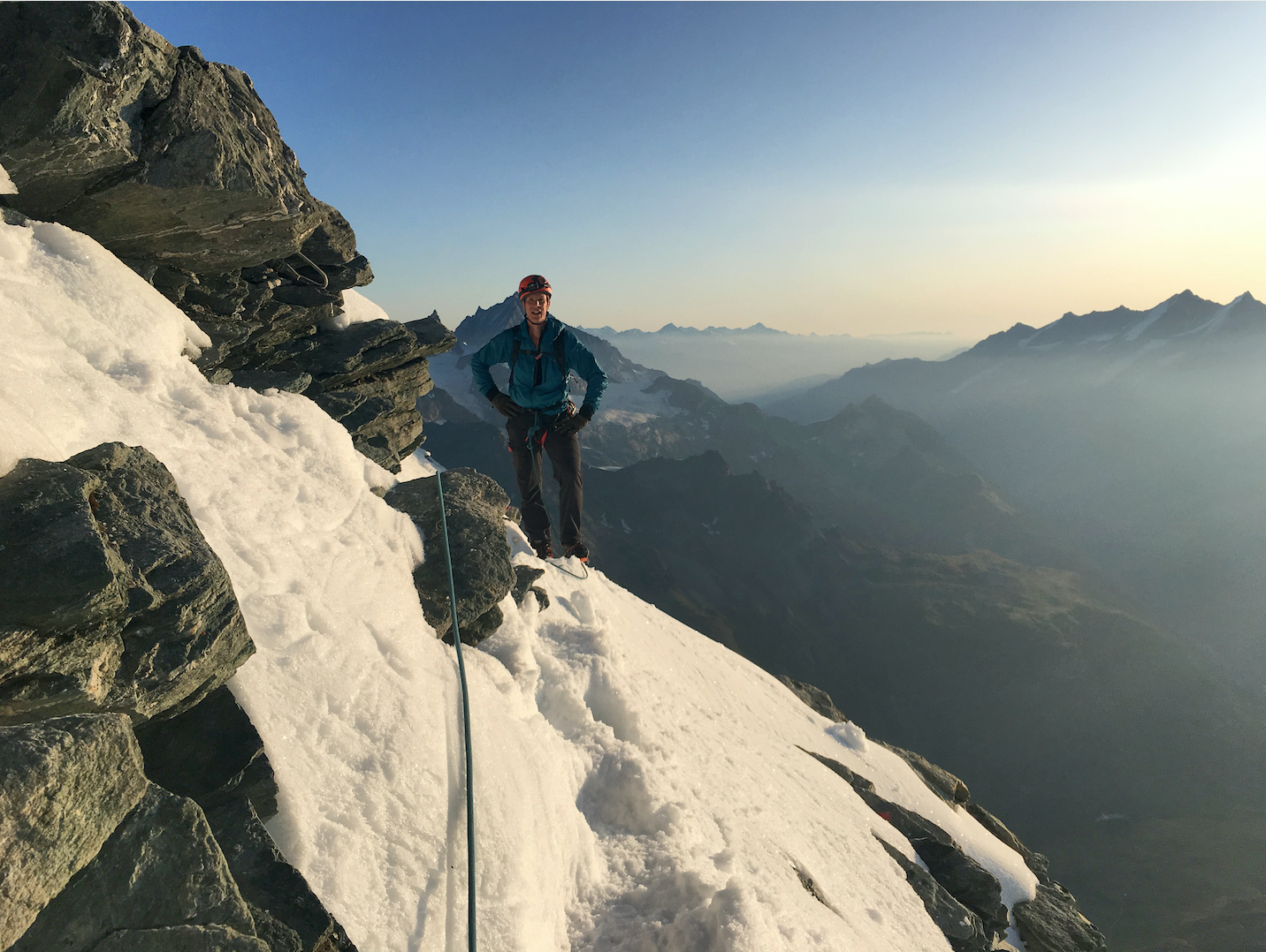 Sean Milbank stands on Matterhorn mountain Switzerland