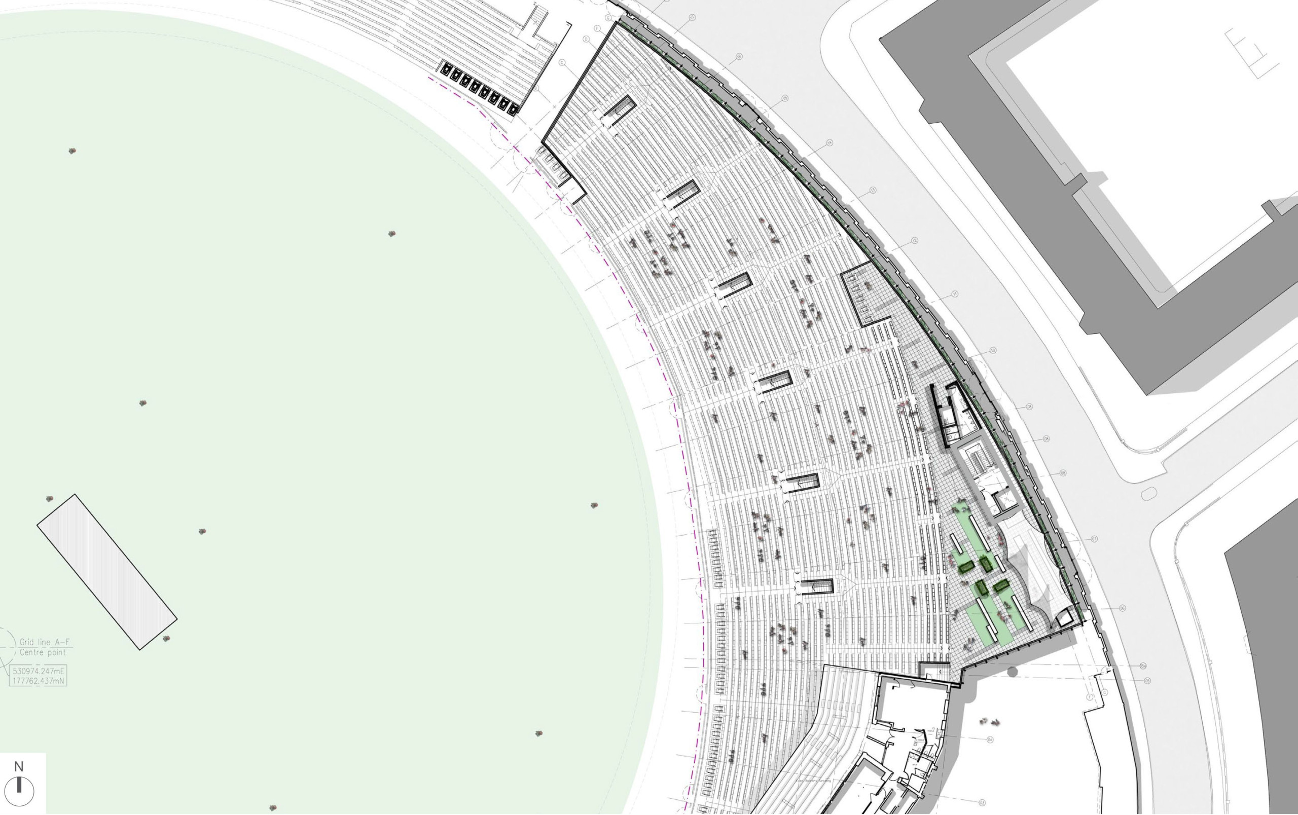 aerial view plans of the Peter may stand within the Kia oval cricket stadium