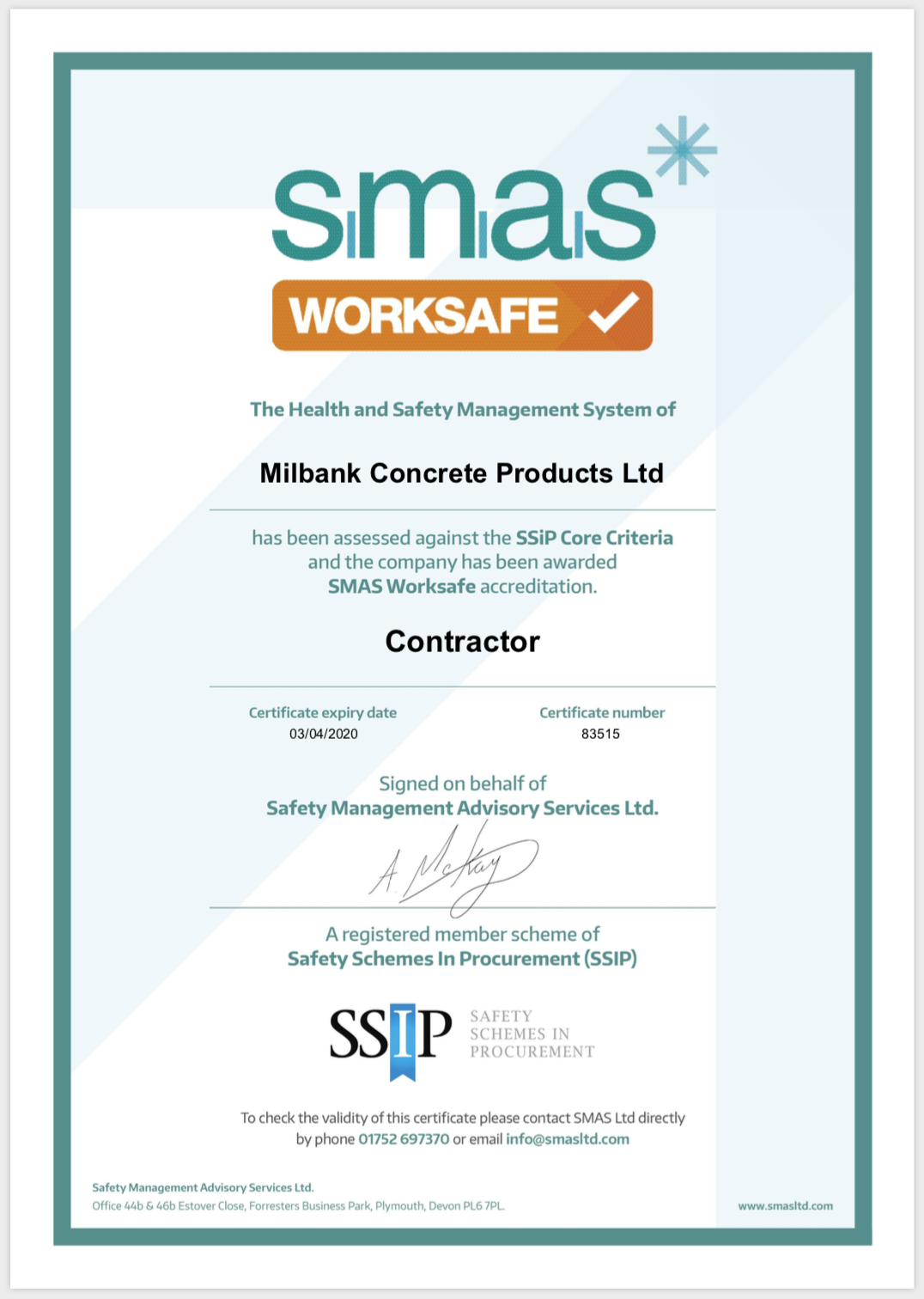 SSIP certificate