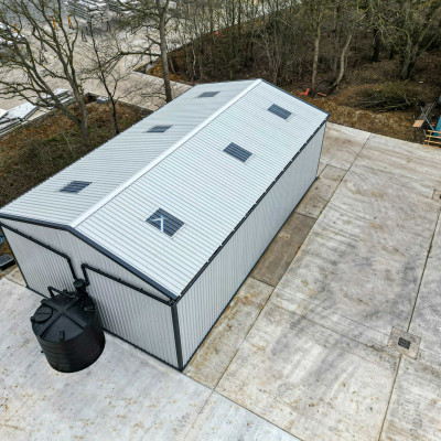 aerial view of rainwater harvesting tank