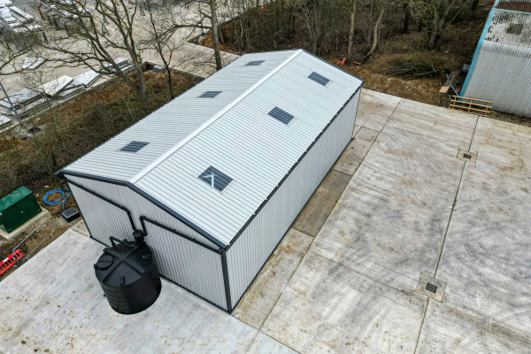 aerial view of rainwater harvesting tank