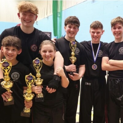 The Martial Arts Centre showing their trophies